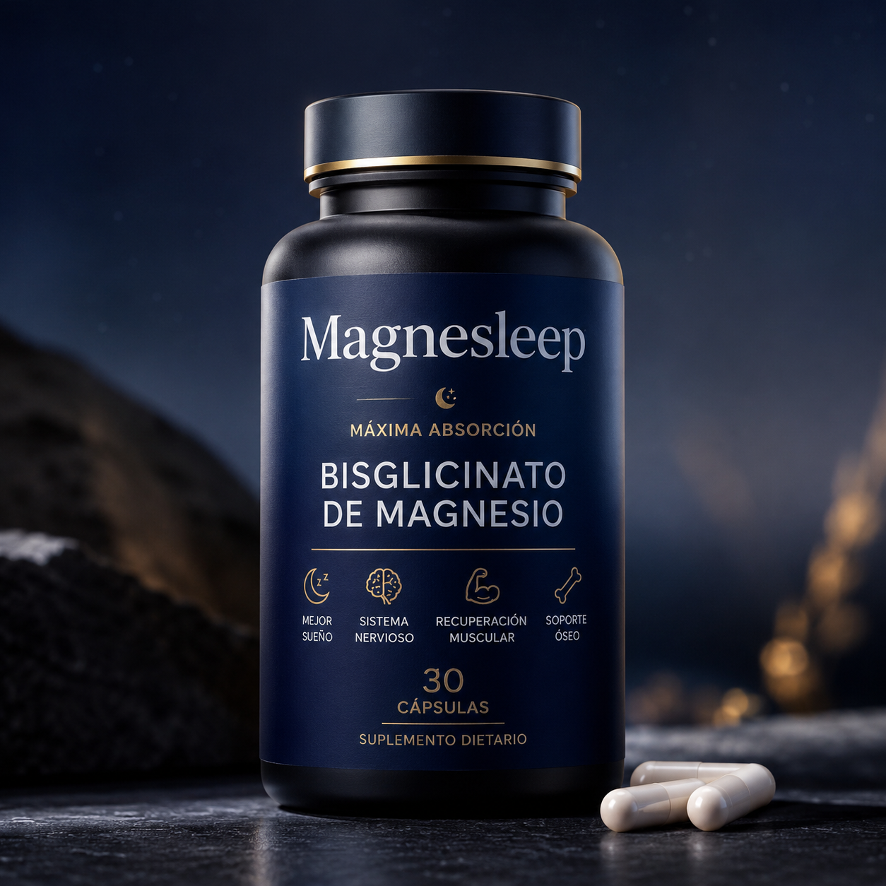 Magnesleep® - Cápsulas de Magnesio Bisglicinato para Sueño Profundo.