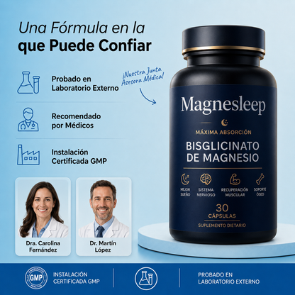 Magnesleep® - Cápsulas de Magnesio Bisglicinato para Sueño Profundo.