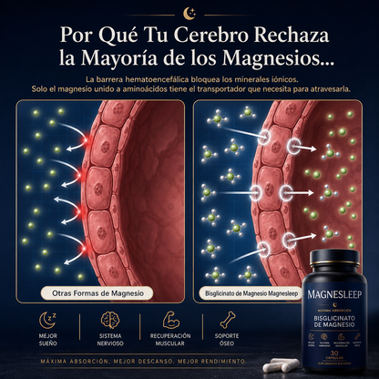 Magnesleep® - Cápsulas de Magnesio Bisglicinato para Sueño Profundo.
